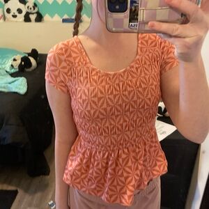 Buckle Orange Patterned Blouse